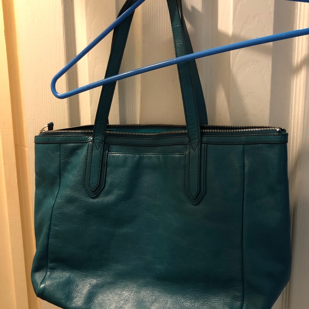 Fossil Sydney shopper large tote teal color